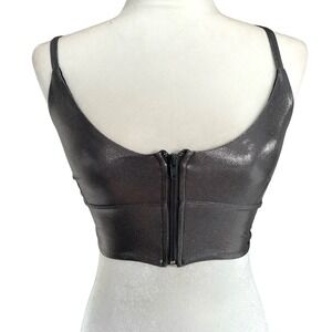 Revolve Haute Body Sports Bra XS Crop Top Metallic Zip up‎ Athleisure Party NWT